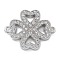 Rack Plating Brass Micro Pave Clear Cubic Zirconia Clover Connector Charms, Long-Lasting Plated, Lead Free & Cadmium Free, Platinum, 16x19.5x2.5mm, Hole: 1.2mm