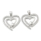 Rack Plating Brass Micro Pave Cubic Zirconia Pendants, Long-Lasting Plated, Lead Free & Cadmium Free, Heart Charms, Platinum, 21x22x2mm, Hole: 5x3mm
