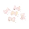 Transparent Spray Painted Glass Beads, Bowknot, Pink, 10x14x8mm, Hole: 1mm