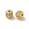 Brass Micro Pave Cubic Zirconia Beads, Round, Real 18K Gold Plated, 4.5x4mm, Hole: 1mm