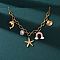 304 Stainless Steel Starfish Dolphin Shell Pink Enamel Rainbow Pendant Necklaces for Women, with Plastic Imitation Pearl Beads, Ion Plating(IP), Real 18K Gold Plated, 16.14 inch(41cm)