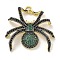 Rack Plating Brass Micro Pave Cubic Zirconia Pendants, Long-Lasting Plated, Real 18K Gold Plated, Lead Free & Cadmium Free, Spider, Spider, 31x33.5x6mm, Hole: 3mm