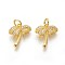 Eco-Friendly Brass Micro Pave Cubic Zirconia Charms, Lead Free & Cadmium Free, Clear, Coconut Tree, Golden, 14.5x12.5x2mm, Hole: 3mm