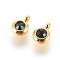304 Stainless Steel Rhinestone Charms, May Birthstone Charms, Flat Round, Emerald, 9.3x6.5x4mm, Hole: 2mm