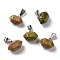 Natural Unakite Pointed Pendants, Faceted Bullet Charms, with Platinum Tone Iron Snap on Bails, 12.5~13x15.5~17x9~10mm, Hole: 7x3.5mm