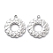 Anti-Tarnish 304 Stainless Steel Pendants, Round Ring Charm, Stainless Steel Color, 19x16.5x1.5mm, Hole: 1.5mm