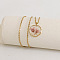 Alloy & Plastic Inner Flower Flat Round Pendant Necklaces, Golden, Pink, 17.72 inch(45cm)