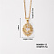 Vintage Brass Pave Clear Cubic Zirconia Religion Oval with Heart Pendant Couple Necklaces, Golden, 15.75 inch(400mm)
