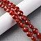 Natural Carnelian(Dyed & Heated) Beads Strands, Faceted Square Cut, Flat Round, 10x4.5~6.8mm, Hole: 0.8~1.2mm, about 48~49pcs/strand, 15.08~15.35 inch(38.3~39cm)