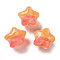 Gradient Color Transparent Hand-drawed Acrylic Beads, Star, Coral, 19.5x21.5x16mm, Hole: 2.3mm