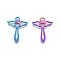 Ion Plating(IP) 201 Stainless Steel Pendants, Angel, Rainbow Color, 29.5x23.5x1.5mm, Hole: 3.5mm