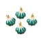 Brass Enamel Charms, with Jump Ring, Shell Shape, Long-Lasting Plated, Lead Free & Cadmium Free, Real 18K Gold Plated, Teal, 11.5x12x3mm, Hole: 2mm