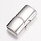 Tarnish Resistant 304 Stainless Steel Magnetic Clasps with Glue-in Ends, Rectangle, Stainless Steel Color, 24x12x7.5mm, Hole: 5x10mm