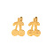 Stylish Stainless Steel Cherry Hoop Earrings, Real 18K Gold Plated, 17.1x12.5mm