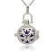 Silver Color Plated Brass Hollow Round Cage Pendants, with No Hole Spray Painted Brass Round Ball Beads, Medium Purple, 35x25x21mm, Hole: 3x8mm