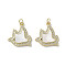 Brass Micro Pave Cubic Zirconia Pendants, Cadmium Free & Lead Free, with Shell, Real 18K Gold Plated, Pigeon, 20.5x18.5x3.5mm, Hole: 3.5mm