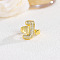 Brass Micro Pave Clear Cubic Zirconia Cuff Rings, Golden, Letter J, Inner Diameter: Adjustable