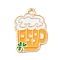 Saint Patrick's Day Alloy Enamel Pendants, Cadmium Free & Nickel Free & Lead Free, Rack Plating, Golden, Beer Cup, 19.5x14x1.5mm, Hole: 1.4mm