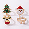 Christmas Theme Santa Claus & Christmas Tree & Deer Alloy Enamel Finger Rings Sets, Golden, Inner Diameter: 17~18mm, 4pcs/set