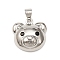 Brass Micro Pave Cubic Zirconia Pendants, Cadmium Free & Lead Free, Bear Charms, Platinum, 16x16x6.5mm, Hole: 5x3.5mm