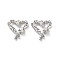 Rack Plating Alloy Rhinestoned Pendants, Heart Charms, Platinum, 16x15x4mm, Hole: 2mm