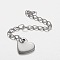 Tarnish Resistant 304 Stainless Steel Chain Extender, with Heart Pendants, Stainless Steel Color, 60mm