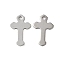 201 Stainless Steel Pendants, Cross Charms, Stainless Steel Color, 12.5x8x0.5mm, Hole: 1mm