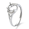 Adjustable 925 Sterling Silver Ring Components, with Cubic Zirconia, For Half Drilled Beads, Real Platinum Plated, 1.2~7mm,US Size 7(17.3mm)