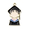 Graduation Theme Alloy Enamel Pendants, Light Gold, Boy, 30x18x1.5mm, Hole: 1.6mm