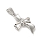 Rack Plating Brass Pendants, Long-Lasting Plated, Lead Free & Cadmium Free, Bowknot, Platinum, 33x20.5x3mm, Hole: 8x3.5mm
