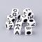 Opaque Horizontal Hole Acrylic Beads, Mixed Letters, Cube, Letter, 6x6x6mm, Hole: 3mm, about 3000pcs/500g