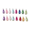 16Pcs ABS Plastic Imitation Pearl Teardrop Pendants, with 304 Stainless Steel Loops & Tibetan Style Alloy Hollow Flower Bead Caps, Mixed Color, 23x7.5mm, Hole: 3.5mm