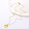 Stainless Steel Crystal Rhinestone Heart Pendant Necklaces for Women, Golden