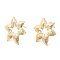 Brass Stud Earring Hooks, with Vertical Loops, Hollow Flower, Real 18K Gold Plated, 17x16mm, Hole: 1.4mm