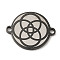 304 Stainless Steel Connector Charms, Flat Round Links with 4-Ring Pattern, Electrophoresis Black, 16x20x1.5mm, Hole: 1.6mm