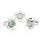 Natural Green Aventurine Adjustable Rings, Platinum Tone Flower Brass Rings for Women, Cadmium Free & Lead Free, US Size 7 3/4(17.9mm), 3~7mm