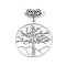 6Pcs 6 Styles Tibetan Style Alloy European Dangle Charms, Flat Round with Tree of Life, Platinum, 85mm, Pendant: 63mm, 1pc/style