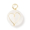 Natural Quartz Crystal Pendants, Rock Crystal Pendants, with Real 18K Gold Plated Eco-Friendly Copper Wire Wrapped, Flat Round with Heart Charm, 22x16x5.5mm, Hole: 3~4.5mm