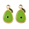 Fruit 304 Stainless Steel Pendants, with Enamel, Ion Plating(IP), Real 18K Gold Plated, Pear, 18x10x1.5mm, Hole: 2.5mm