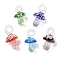 Handmade Lampwork Pendants, Mixed Color, Fluorescent Mushrooms, about 15mm wide, 25mm long, hole: 3mm