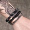 Black Matte Bracelet Micro Pave Zircon Crown, Rhinestone Ball, Dice, Lion Head Bracelet