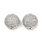 Brass Beads, Cadmium Free & Nickel Free & Lead Free, with Clear Cubic Zirconia, Flat Round, Real Platinum Plated, 14.5~15x9mm, Hole: 1.5~1.8mm