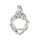 Brass Pendant Cabochon Settings, Rhombus, Platinum, 26x20x11mm, Hole: 8.5x5.5mm, tray: 18.5x15.5mm