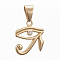 304 Stainless Steel Pendants, with Rhinestone, Eye of Ra/Re, Golden, 26x22.5x3.5mm, Hole: 11x8mm
