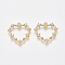 Brass Cubic Zirconia Pendants, Nickel Free, Real 18K Gold Plated, Heart, Clear, 18~19x18~19x2.5mm, Hole: 1mm