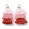 Polycotton Tassel Pendant Decorations, with Iron Loops, Lavender Blush, 34~45x4~5mm, Hole: 3mm