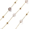 Natural Grey Agate & 304 Stainless Steel Beads Link Chains, with 316 Stainless Steel Chains, Ion Plating(IP), Soldered, Round, with Spool, 4.5mm