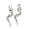 Brass Micro Pave Cubic Zirconia Pendants, Cadmium Free & Nickel Free & Lead Free, Snake, Real Platinum Plated, 18x5x2mm, Hole: 1.4mm