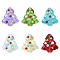 6Pcs Handmade Bumpy Glass Beads Strands, Hand Drawn Beads, Dyed & Heated, with Enamel, Christmas Trees, Colorful, 16x14.5x7mm, Hole: 1.2mm