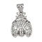 Brass Micro Pave Cubic Zirconia Pendants, Cadmium Free & Lead Free, Insect, Platinum, 17x13x4mm, Hole: 4.5x3.5mm